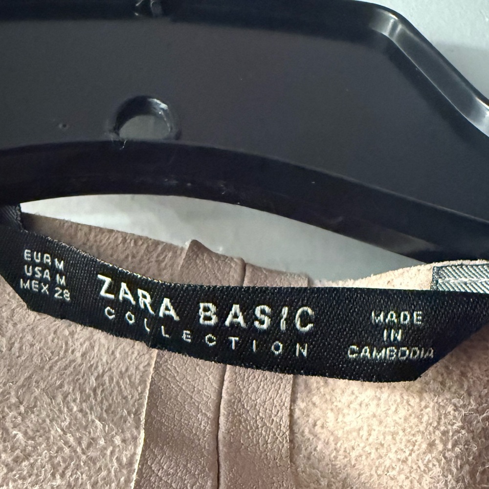 Zara Women’s Draped Open-Front Blazer Faux Leather Jacket - Picture 3 of 3